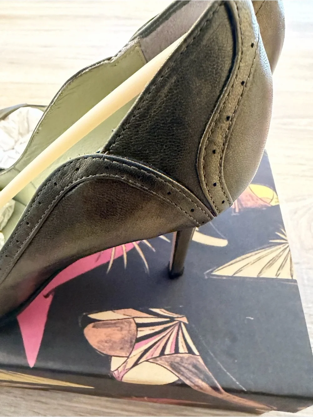 Nicole Miller Olive Green Metallic Pointed-Toe Stiletto Pumps